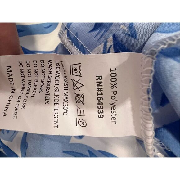 Petal & Pup Womens Blue White Rose Floral Tie Strap Tiered Midi Dress Large NWOT - Picture 9 of 9